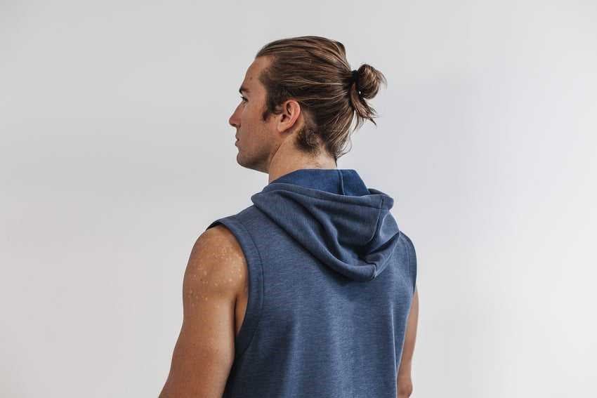 Nobull Microplush Sleeveless Hoodie Outerwear Deep Steel | 4761-BUAOY