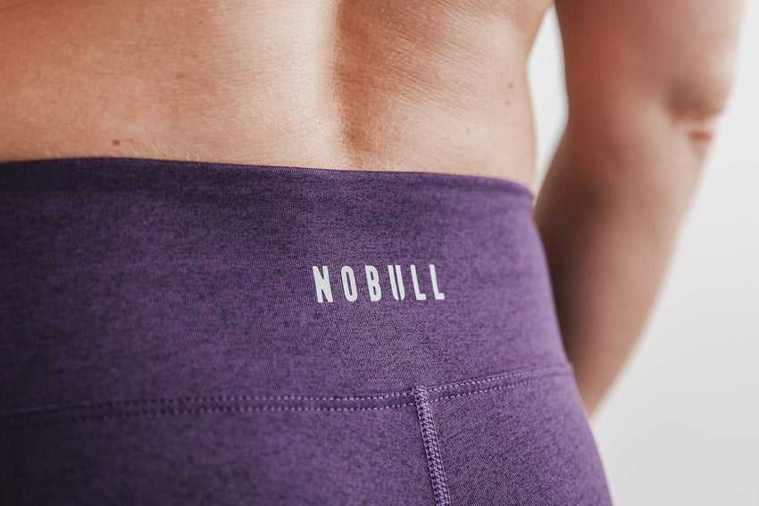 Nobull Mid-Rise Crop (Plush Heather) Bottoms Dark Purple Heather | 0834-CBJGX