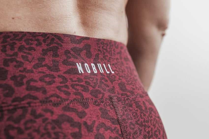 Nobull Mid-Rise Crop (Plush Heather) Bottoms Wine Leopard | 4973-ERGTD