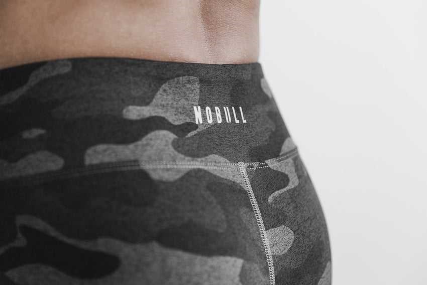 Nobull Mid-Rise Crop (Plush Heather) Bottoms Charcoal Camo | 6715-PQJLS