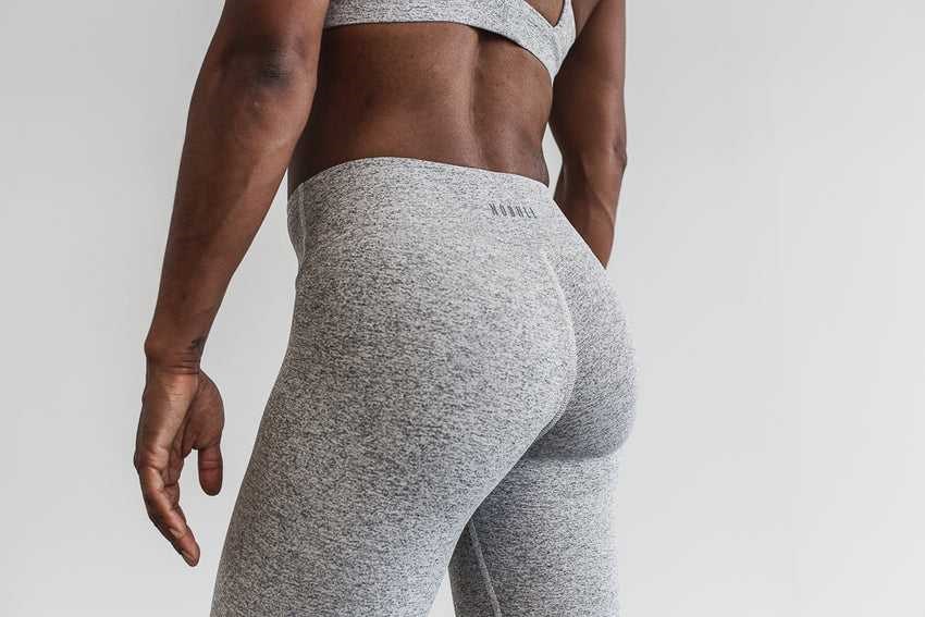 Nobull Mid-Rise Crop (Plush Heather) Bottoms White Heather | 8320-IKXQJ