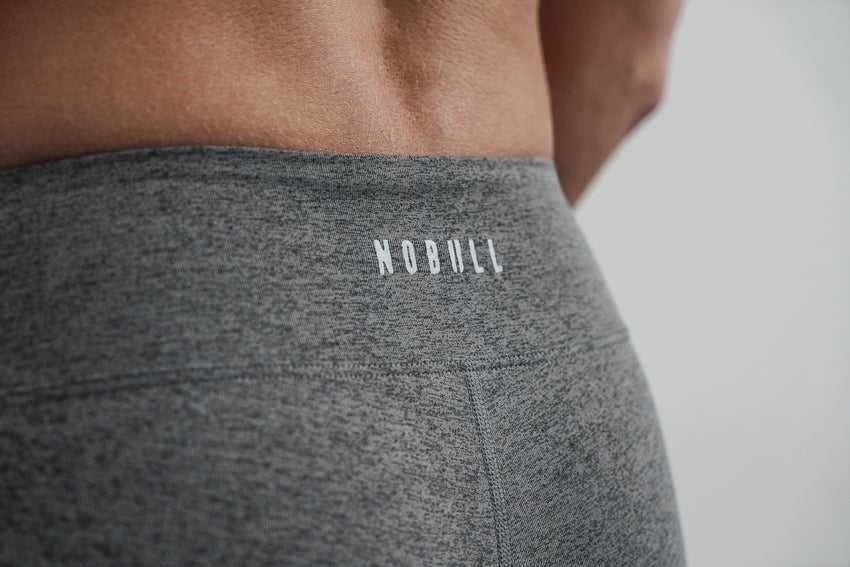 Nobull Mid-Rise Crop (Plush Heather) Bottoms Grey Heather | 9756-GNSTM