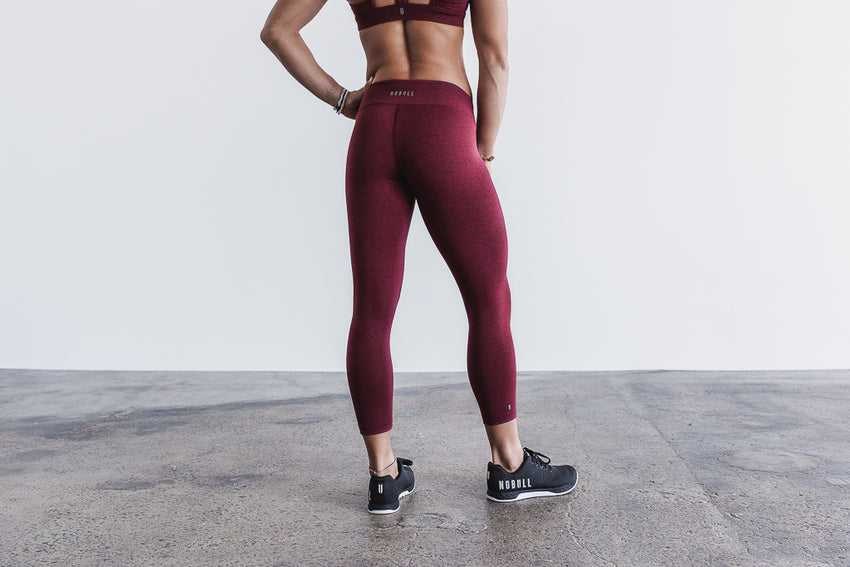 Nobull Mid-Rise Crop (Plush Heather) Bottoms Wine Heather | 9873-ADCHS