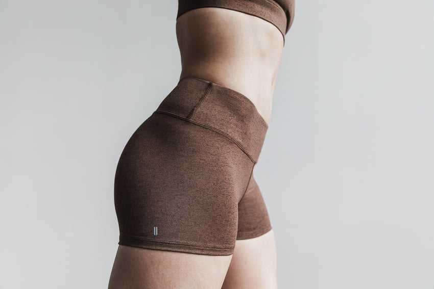 Nobull Mid-Rise Short 2 inches (Plush Heather) Bottoms Brown Heather | 7089-NUOJE