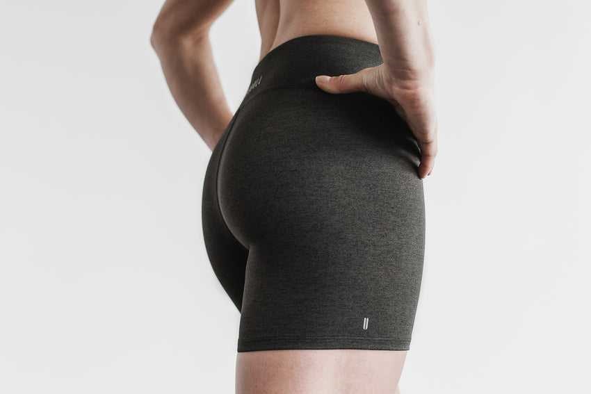 Nobull Mid-Rise Short 4 inches (Plush Heather) Bottoms Black Heather | 0175-RYIHQ