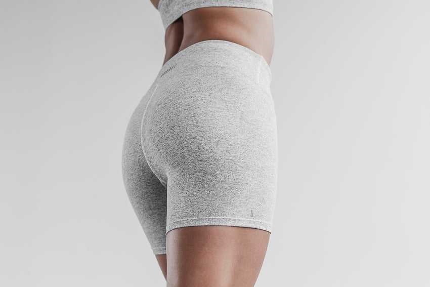 Nobull Mid-Rise Short 4 inches (Plush Heather) Bottoms White Heather | 5798-DZALN