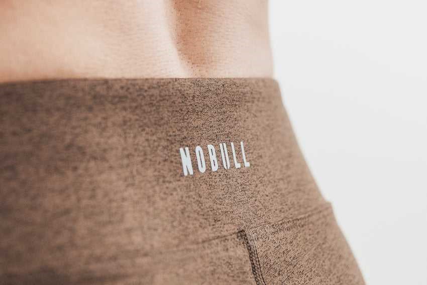 Nobull Mid-Rise Short 4 inches (Plush Heather) Bottoms Brown Heather | 6259-KSIGE