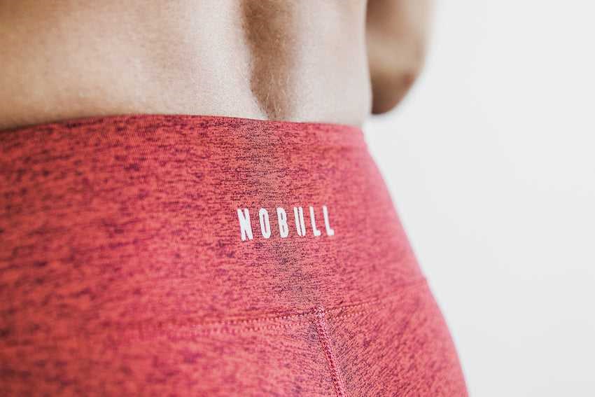 Nobull Mid-Rise Tight (Plush Heather) Bottoms Red Alert Heather | 5981-UTGVK