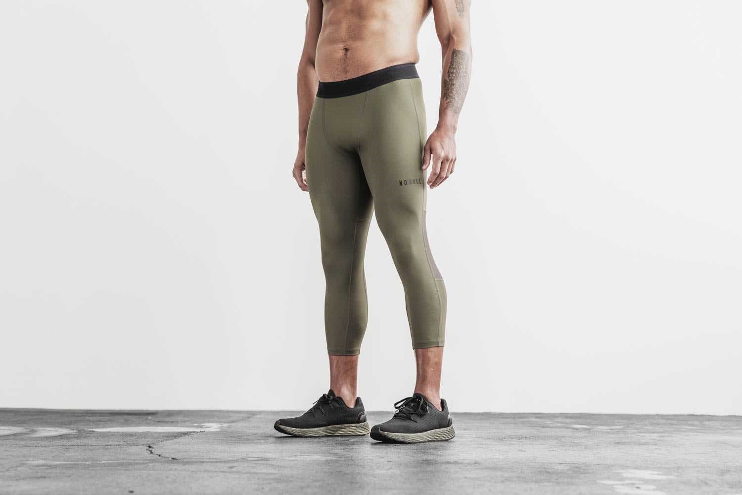 Nobull Midweight Compression 3/4 Tight Bottoms Army Green | 4962-HJXTS