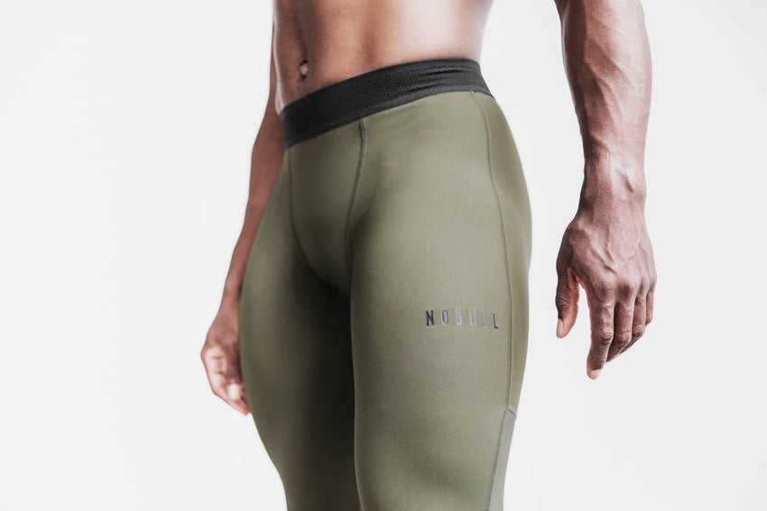 Nobull Midweight Compression 7/8 Tight Bottoms Army Green | 5710-SLMEZ