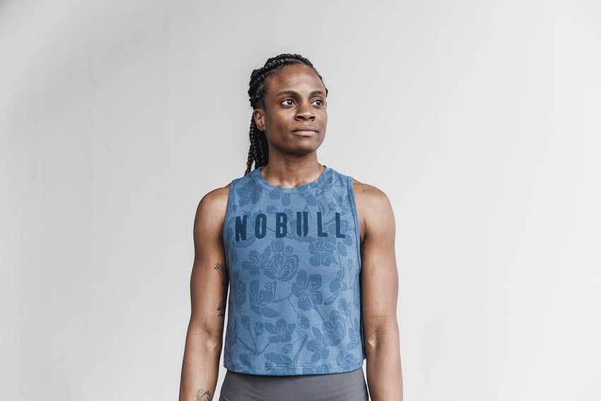 Nobull Muscle Tank (Cherry Blossom) Tanks & Tees Coastal Blue Cherry Blossom | 8412-JOIXD