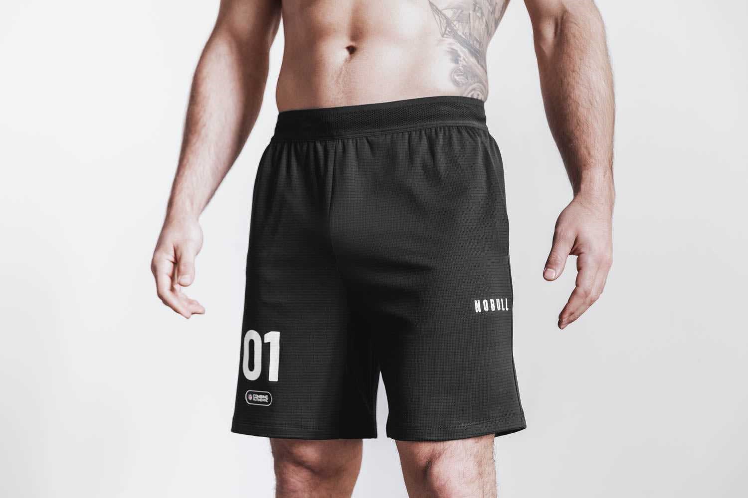 Nobull Nfl Combine Qb1 Textured Knit Short 7 inches Bottoms Black | 0391-XKIZC