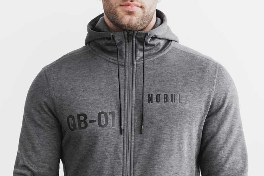 Nobull Nfl Combine Qb1 Zip-Up Hoodie Outerwear Charcoal | 2179-RJAKT