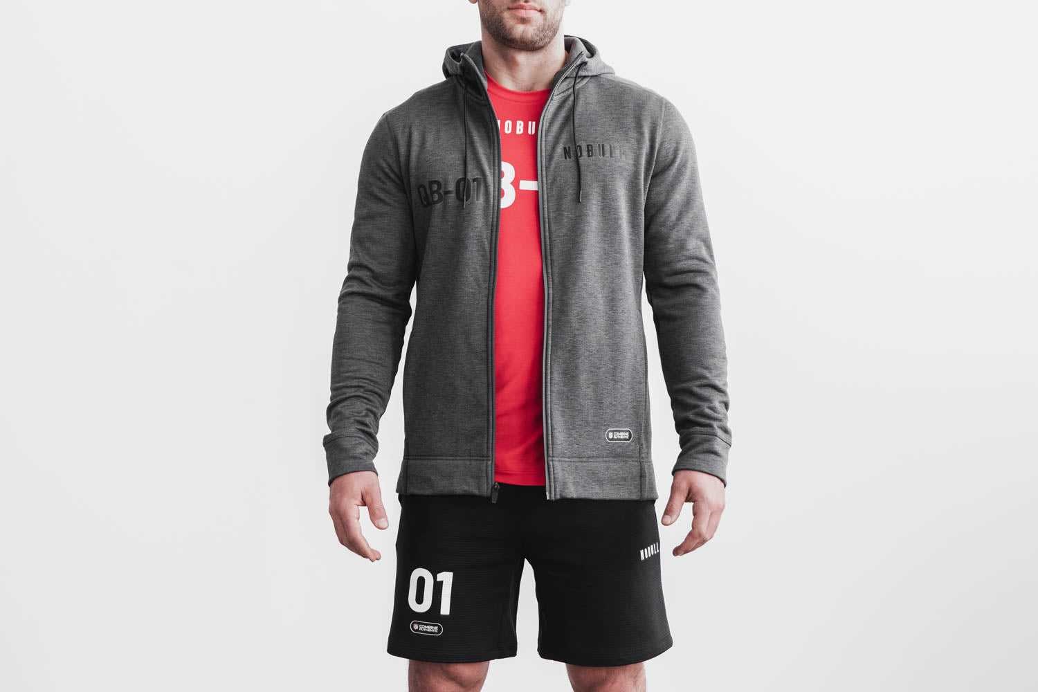 Nobull Nfl Combine Qb1 Zip-Up Hoodie Outerwear Charcoal | 2179-RJAKT