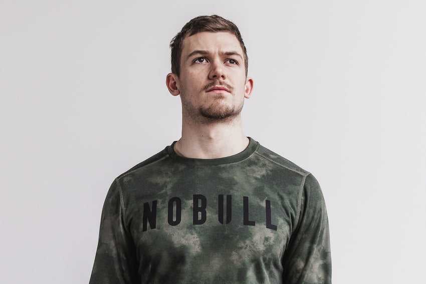 Nobull Nobull Crew Sweatshirt (Tie-Dye) Outerwear Army Green Tie-Dye | 3285-LYHKJ