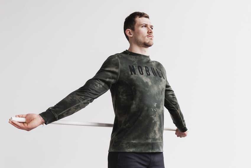 Nobull Nobull Crew Sweatshirt (Tie-Dye) Outerwear Army Green Tie-Dye | 3285-LYHKJ