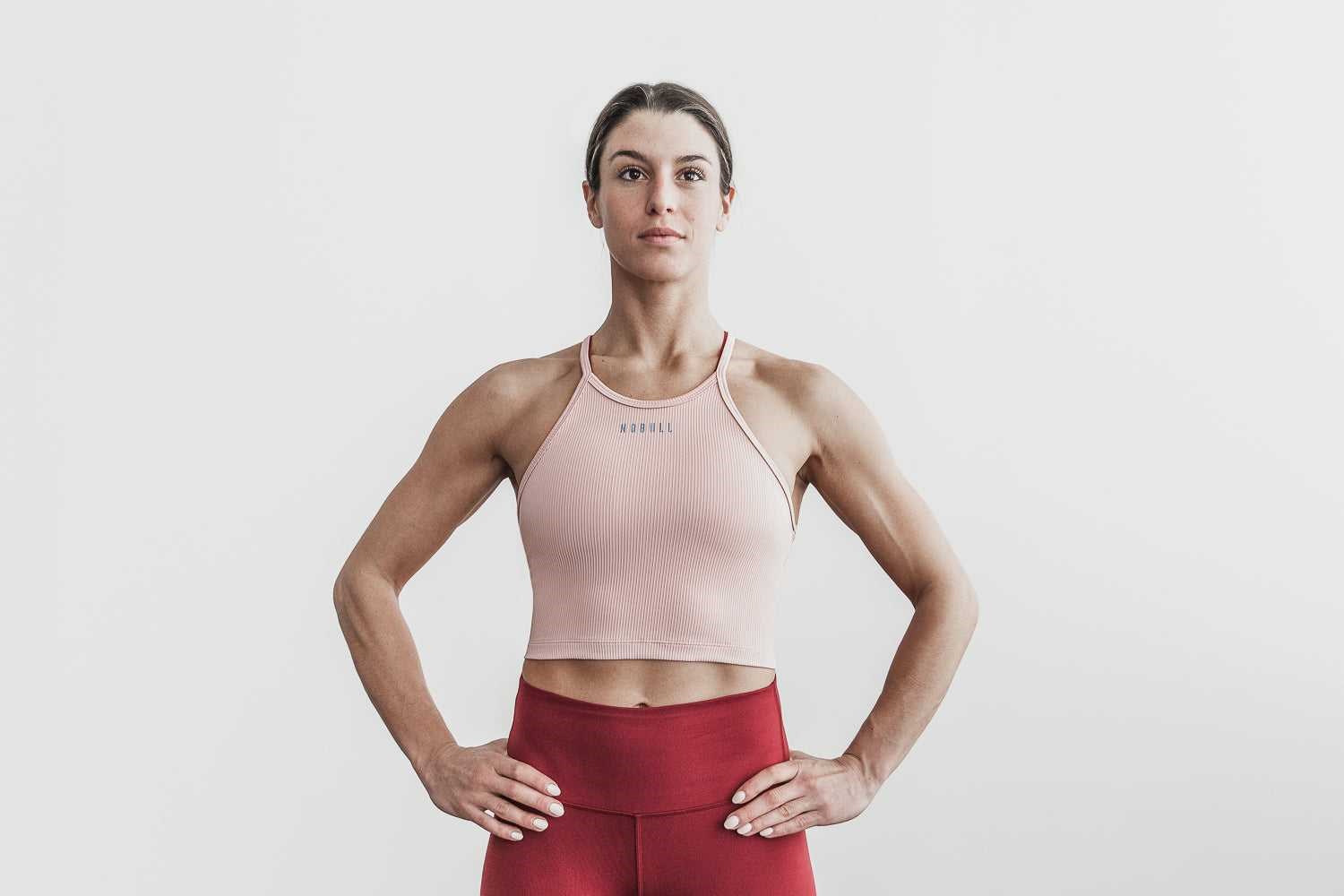 Nobull Nobull Halter Crop Tank (Ribbed) Tanks & Tees Dusty Rose | 3457-LRNUH