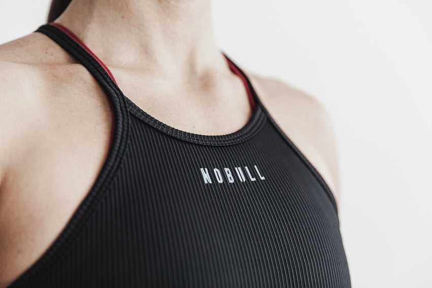 Nobull Nobull Halter Tank (Ribbed) Tanks & Tees Black | 0589-YEVNI