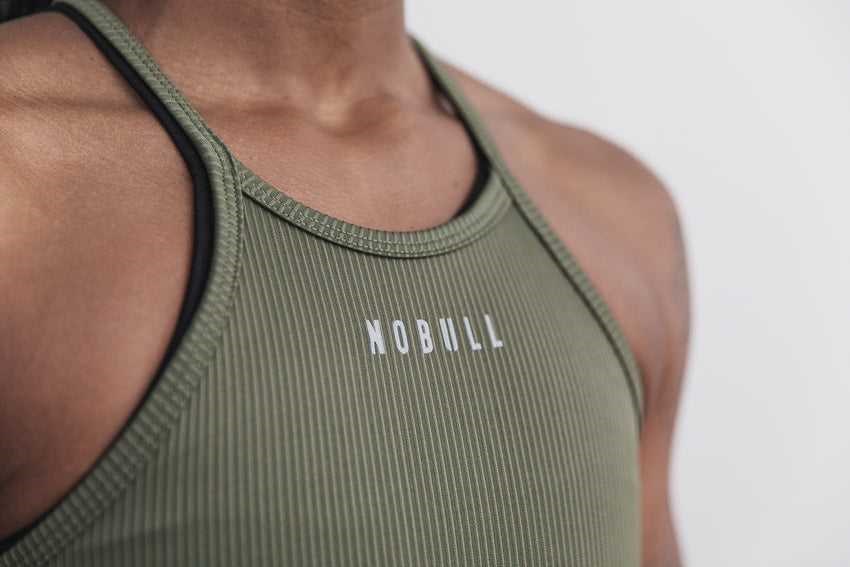 Nobull Nobull Halter Tank (Ribbed) Tanks & Tees Army Green | 4078-FJVDC