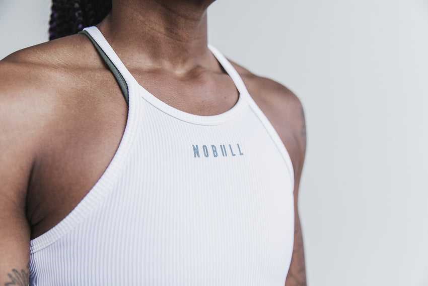 Nobull Nobull Halter Tank (Ribbed) Tanks & Tees White | 6735-FGZOQ