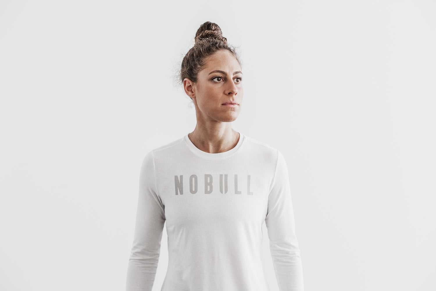 Nobull Nobull Long Sleeve Tee (Classic Colors) Tanks & Tees White | 5162-DEQZL