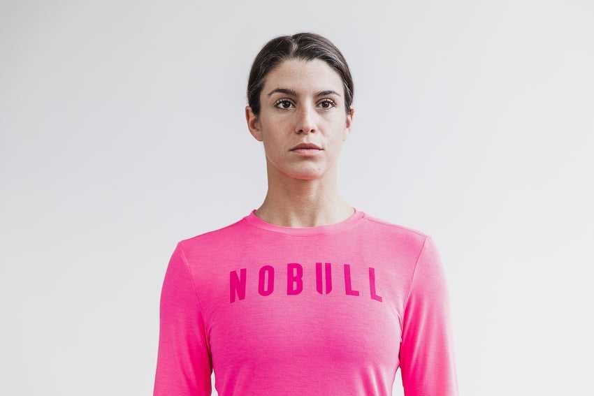 Nobull Nobull Long Sleeve Tee (Neon) Tanks & Tees Neon Pink | 9530-KRDSJ