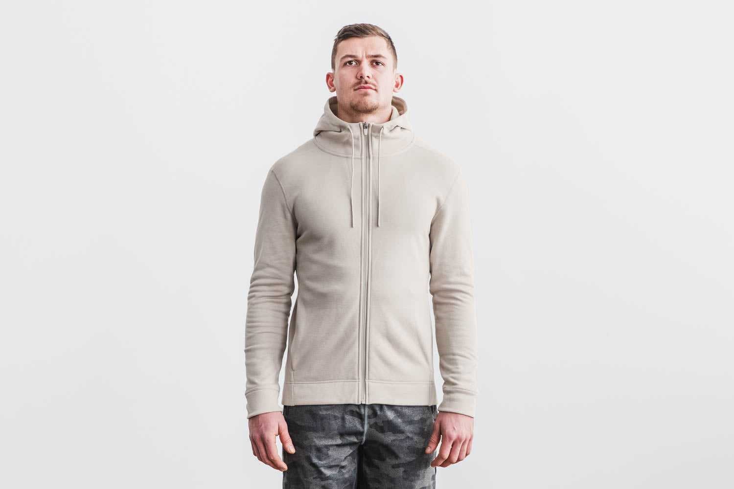 Nobull Nobull Zip-Up Hoodie Outerwear Bone | 1593-LOGSJ