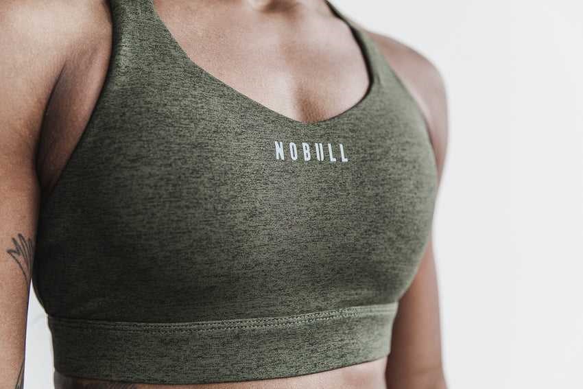 Nobull Pace Sports Bra (Plush Heather) Sports Bras Olive Heather | 1307-GFNQK