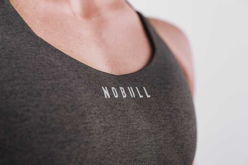 Nobull Pace Sports Bra (Plush Heather) Sports Bras Espresso Heather | 4153-CGJQF