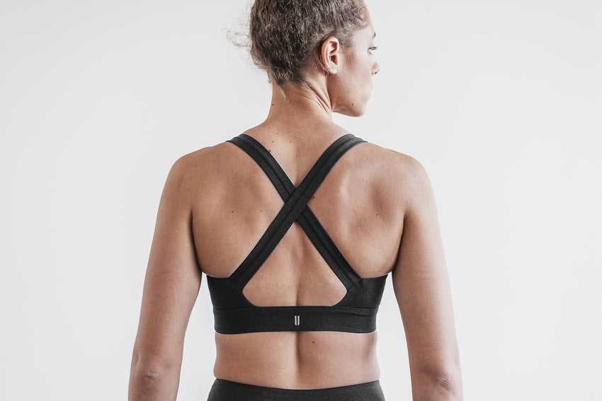 Nobull Pace Sports Bra (Plush Heather) Sports Bras Black Heather | 7983-UZXIL