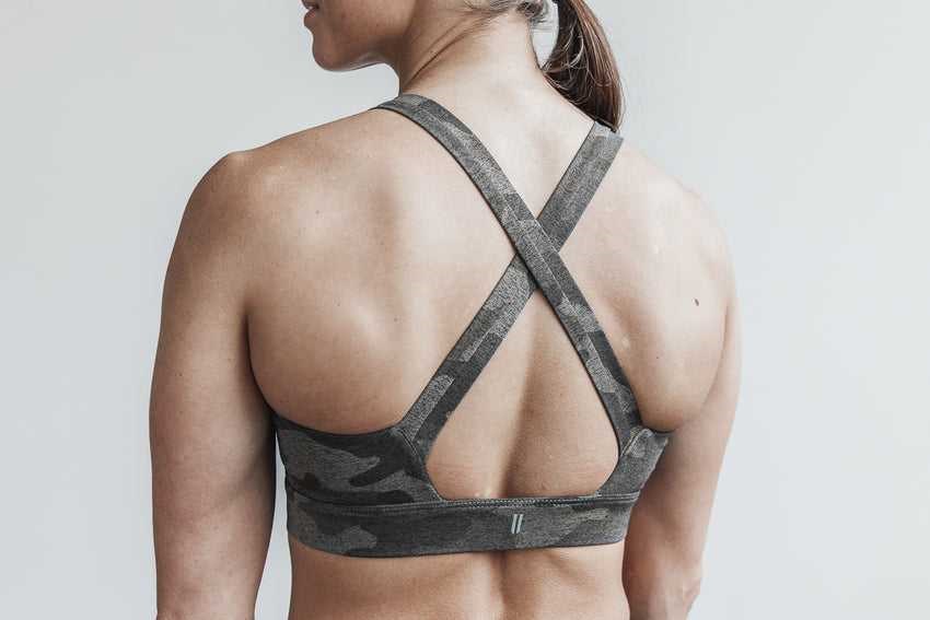 Nobull Pace Sports Bra (Plush Heather) Sports Bras Dark Fallen Rock Camo | 9703-ATCDN