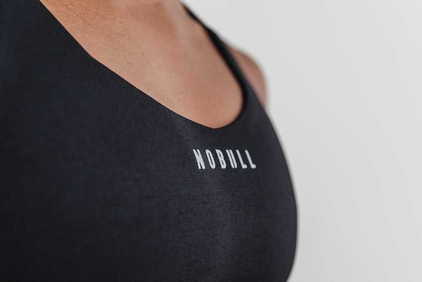 Nobull Pace Sports Bra (Plush Heather) Sports Bras Black | 9803-QVDSH