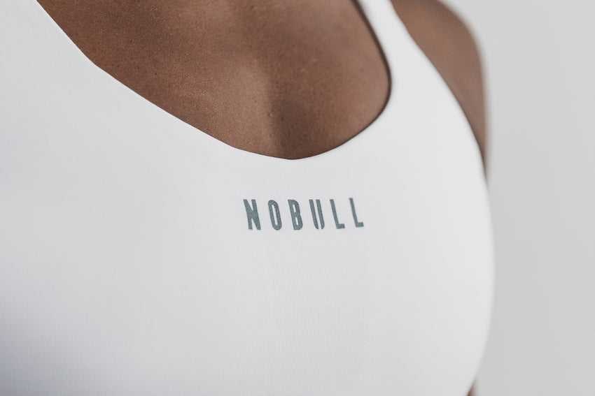 Nobull Pace Sports Bra Sports Bras White | 3268-GMZUO