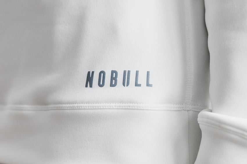 Nobull Performance Crew Sweatshirt Outerwear White | 5738-JWUOH