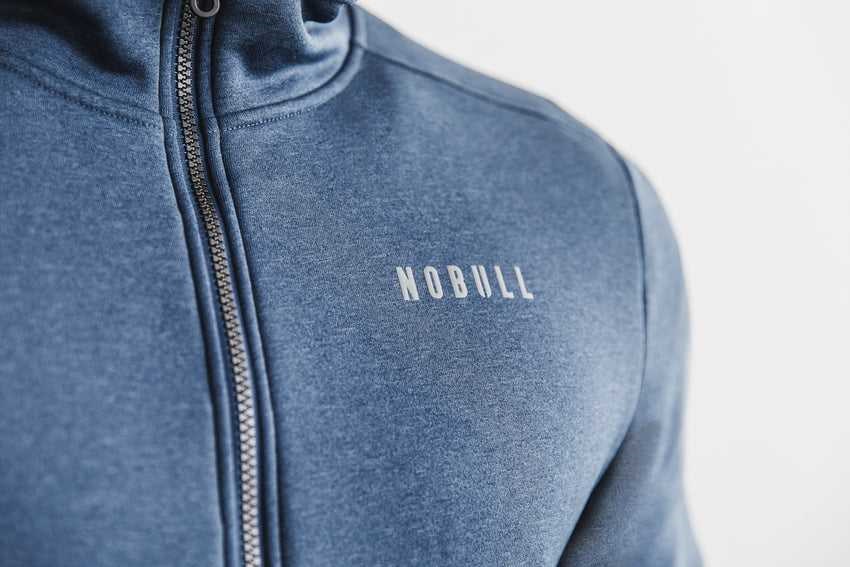 Nobull Performance Zip-Up Hoodie Outerwear Steel Blue | 0413-OFVUK