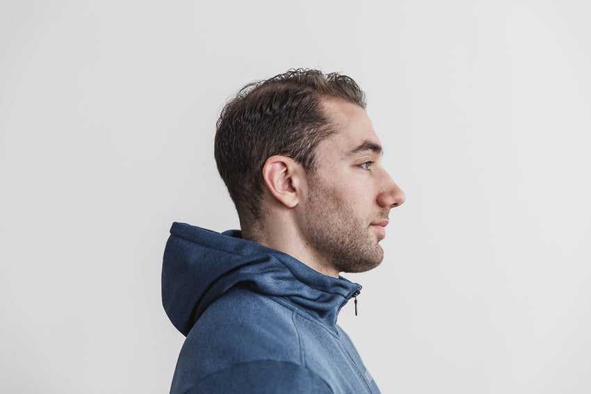 Nobull Performance Zip-Up Hoodie Outerwear Steel Blue | 0413-OFVUK