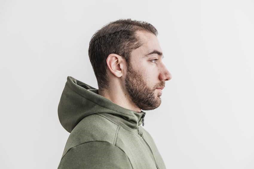 Nobull Performance Zip-Up Hoodie Outerwear Army Green | 0653-MVAYC