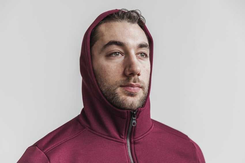 Nobull Performance Zip-Up Hoodie Outerwear Deep Wine | 3284-ERVYM