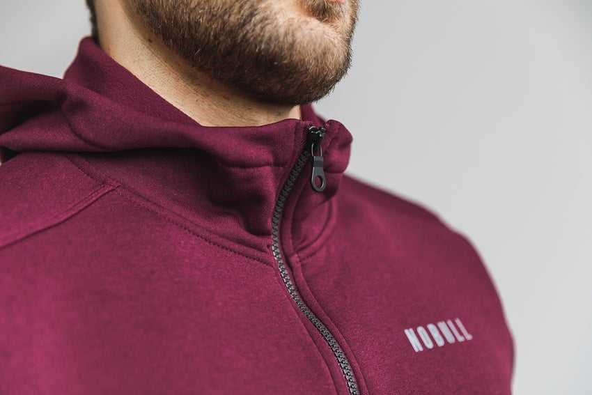 Nobull Performance Zip-Up Hoodie Outerwear Deep Wine | 3284-ERVYM