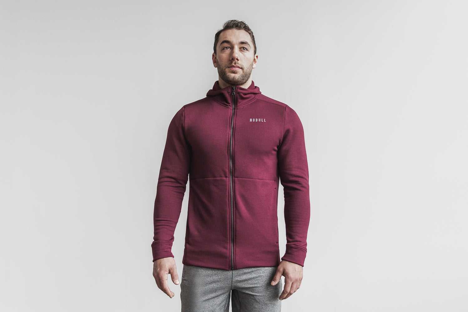 Nobull Performance Zip-Up Hoodie Outerwear Deep Wine | 3284-ERVYM