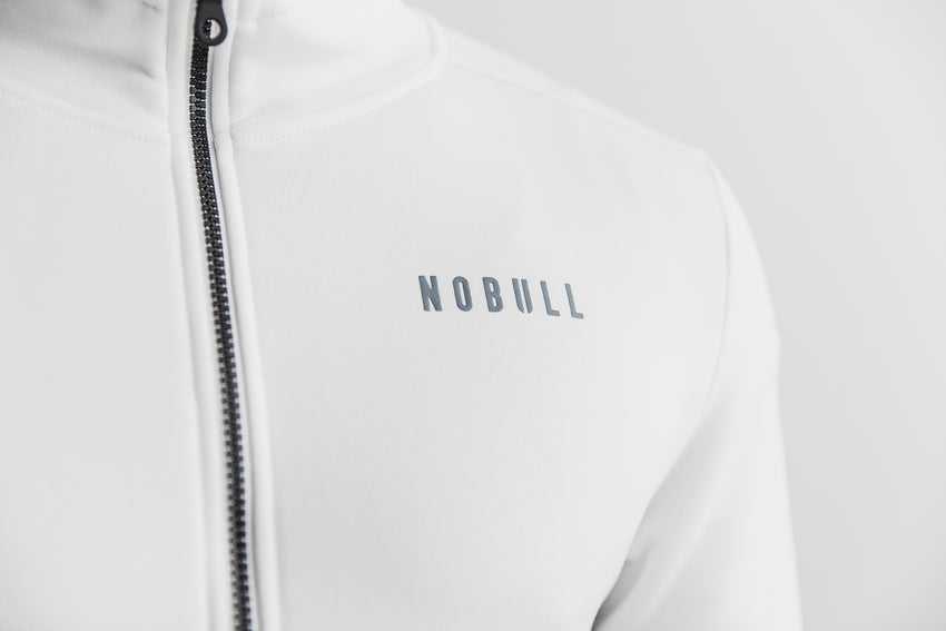 Nobull Performance Zip-Up Hoodie Outerwear White | 5196-NKPWM