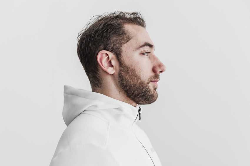 Nobull Performance Zip-Up Hoodie Outerwear White | 5196-NKPWM