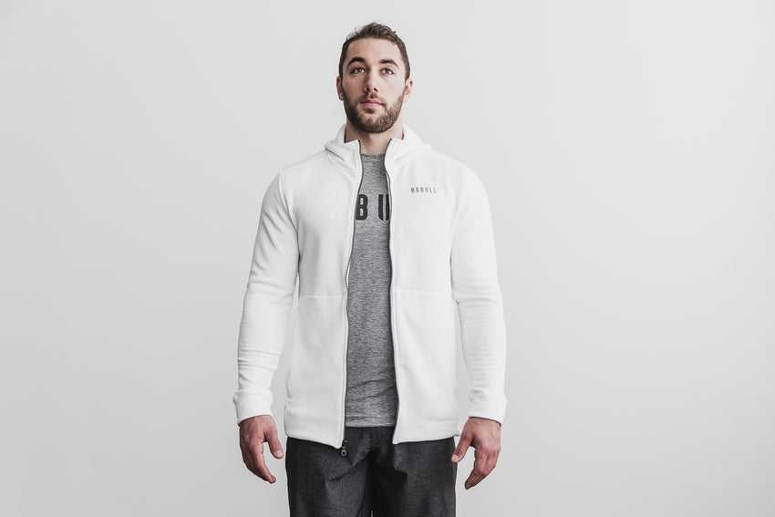 Nobull Performance Zip-Up Hoodie Outerwear White | 5196-NKPWM