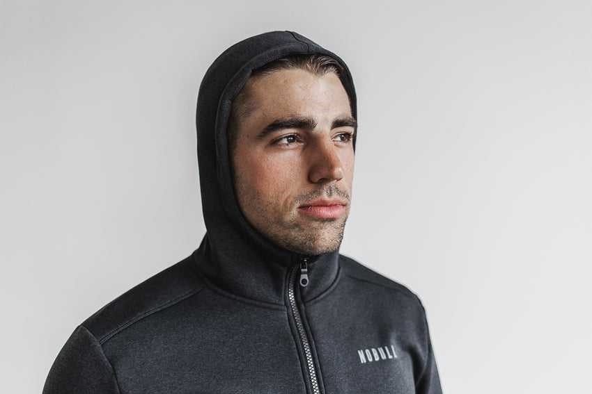 Nobull Performance Zip-Up Hoodie Outerwear Graphite | 9173-JTEWQ