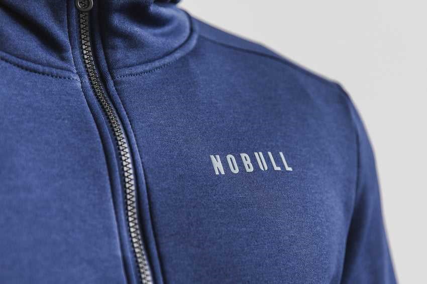 Nobull Performance Zip-Up Hoodie Outerwear Deep Navy | 9572-BZRVE