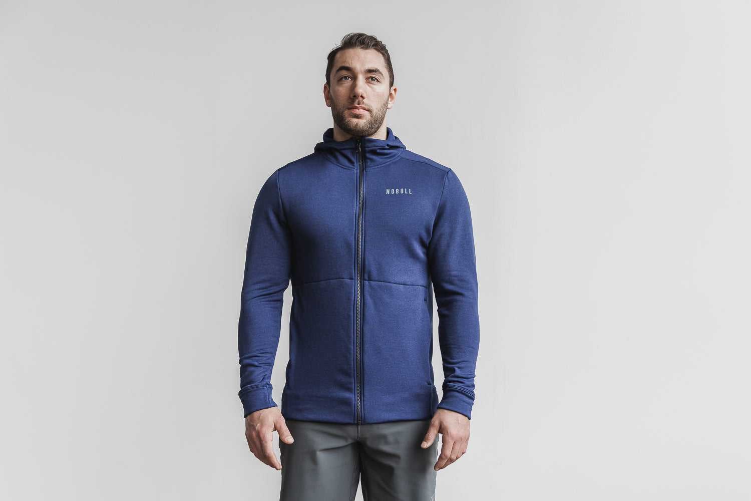 Nobull Performance Zip-Up Hoodie Outerwear Deep Navy | 9572-BZRVE