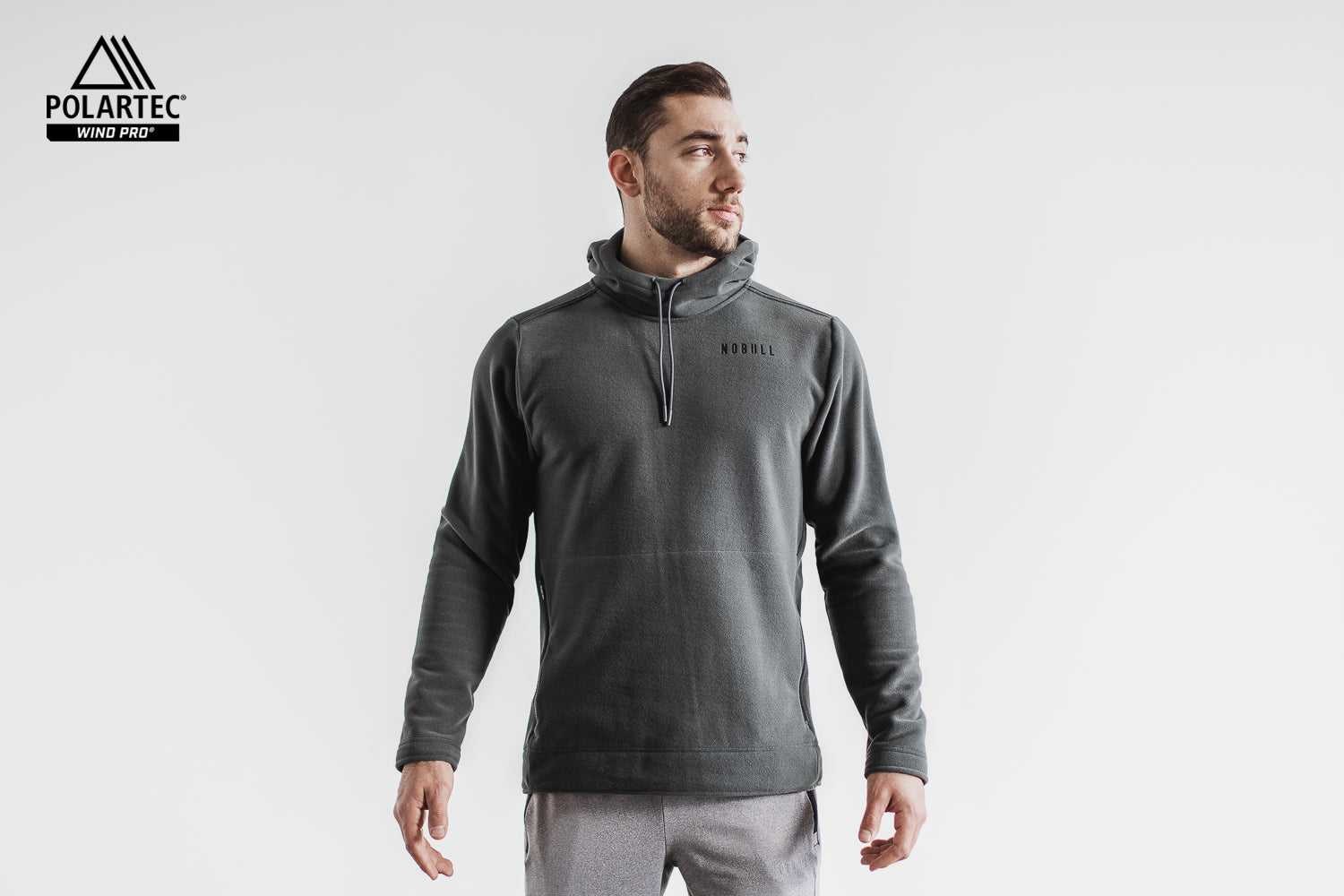 Nobull Polartec Wind Pro Arctic Pullover Hoodie Outerwear Dark Shadow | 8367-BXZLF