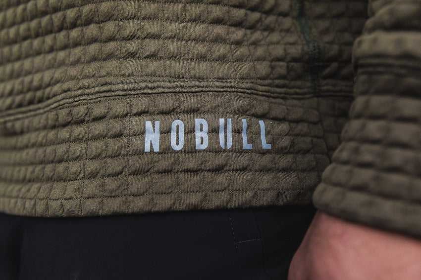 Nobull Quilted Crew Pullover Outerwear Army Green | 5473-SWQXU