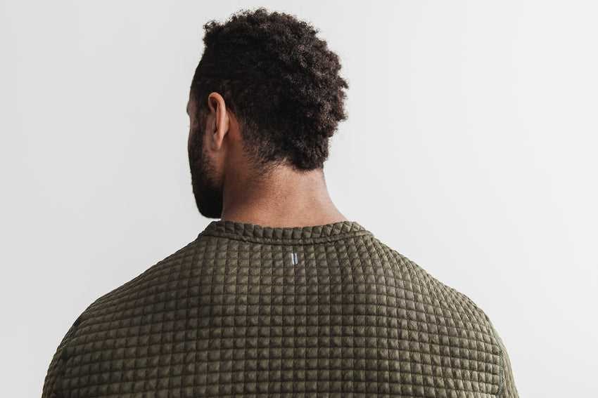 Nobull Quilted Crew Pullover Outerwear Army Green | 5473-SWQXU