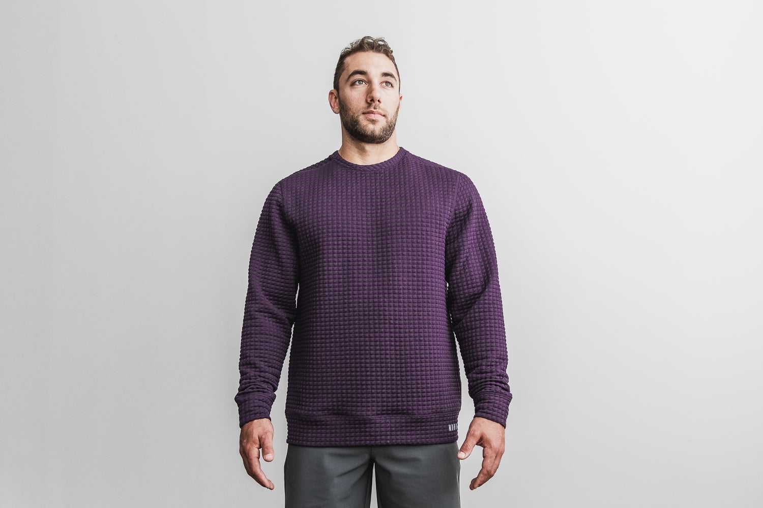 Nobull Quilted Crew Pullover Outerwear Plum | 9658-WBGYA